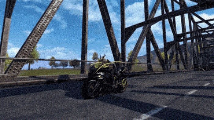 动态展示中，玩家驾驶水墨机车疾驰而过，地面留下墨迹残影，如同书法挥毫