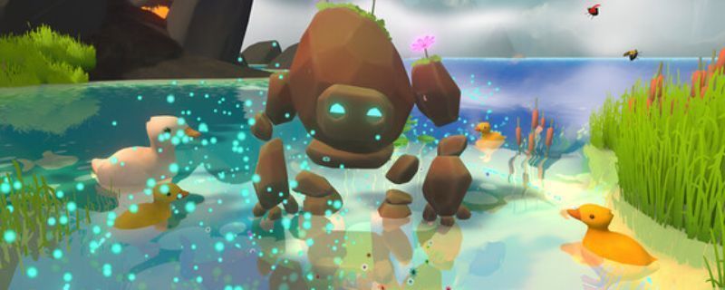 《Unpetrified：Echoes of Nature》游戏场景截图，展现一片被藤蔓覆盖的古老废墟，阳光透过树叶洒落，画面充满自然生机与神秘氛围