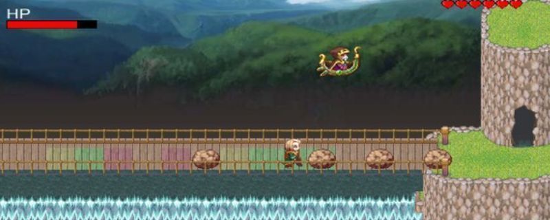 《The Legend of Shiande》游戏主视觉图，展现神秘古风世界，角色持剑立于悬崖之上，背景为暗红色天空与浮空遗迹