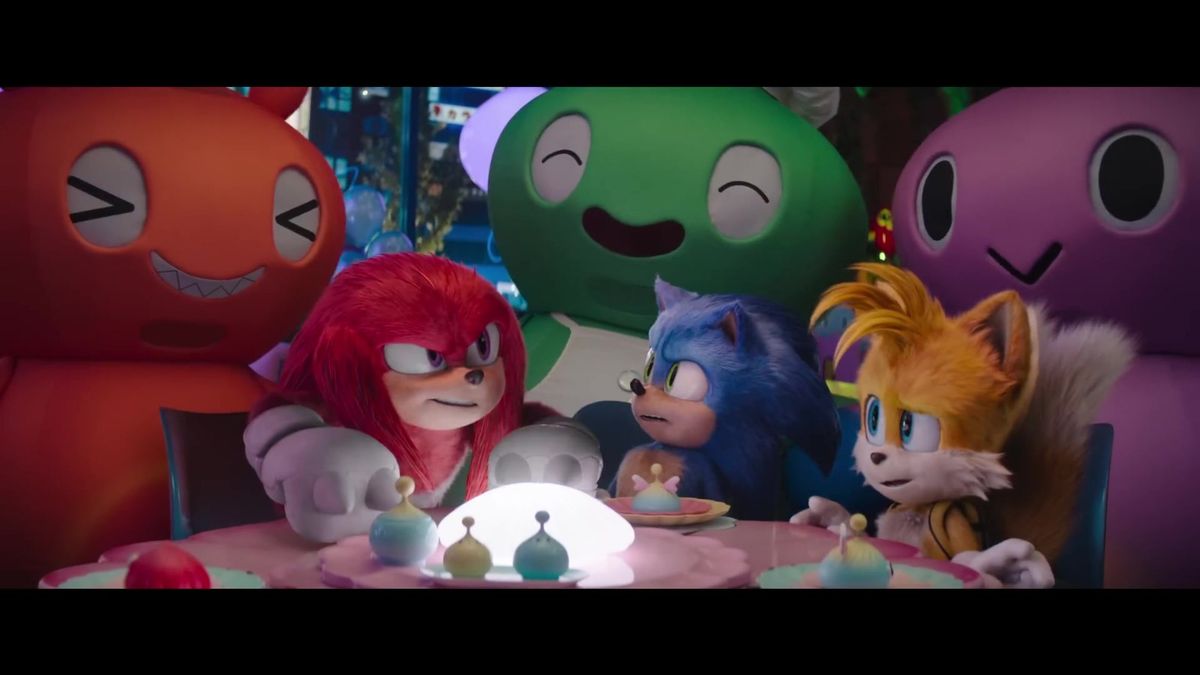 太空站内部场景，索尼克在金属走廊中疾驰而过