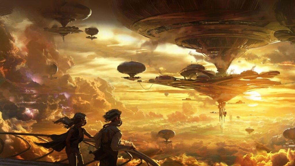 Humanoid Origin工作室团队合影，背景为科幻风格概念图，成员面带笑容站在公司标志前