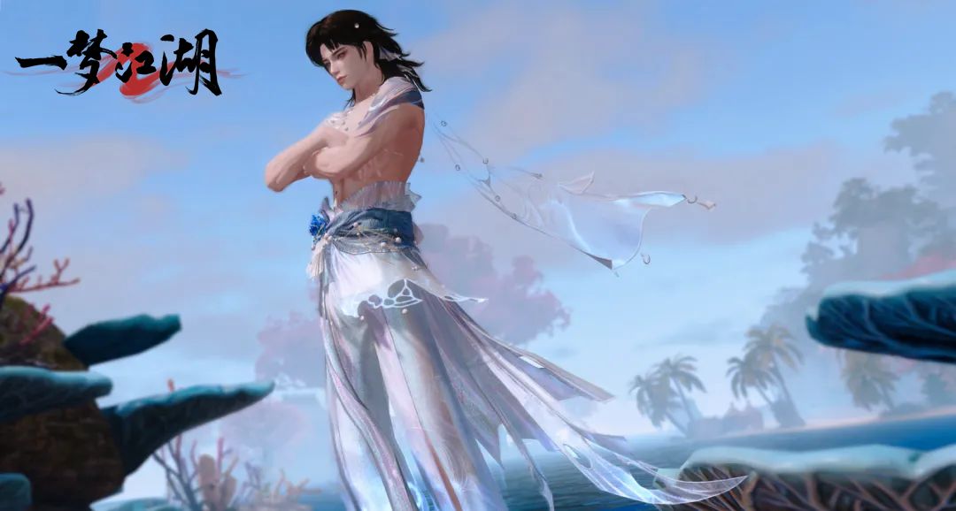 女款沧浪浮歌正面展示，裙摆层次分明，细节处雕刻波纹图案