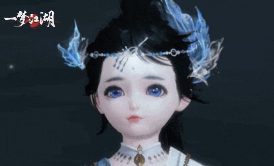 挽海冰头挂正面图，冰晶鹿角泛出五彩光芒