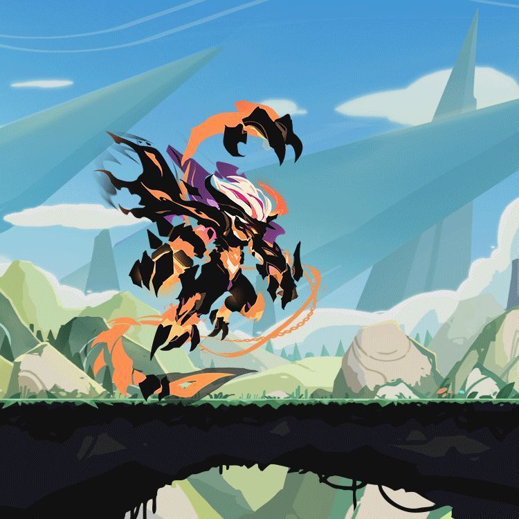 妄焱释放技能连招，火焰呈扇形爆发，击退多名敌人