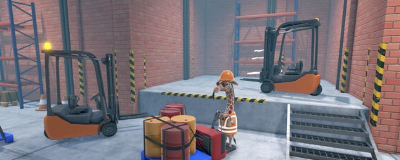 《极限叉车3》游戏主界面展示，背景为工业仓库场景，叉车停放在装卸区，环境细节逼真