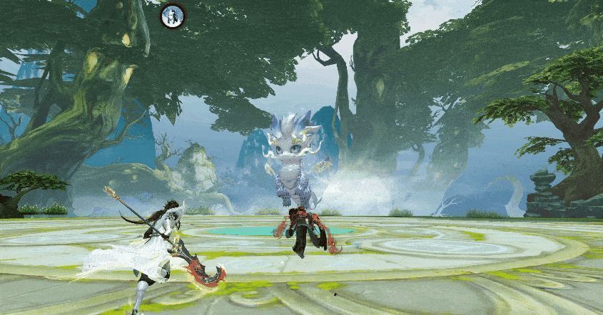 浮空岛屿悬浮于东海之上，四周云雾缭绕，中央巨木高耸入云