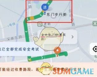 地图路线预览中出现‘途’字标记，表示已成功设置途经点