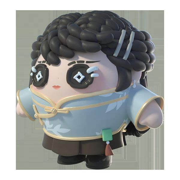 古董商角色立绘，身穿素色旗袍手持玉箫，立于月下庭院，气质清冷