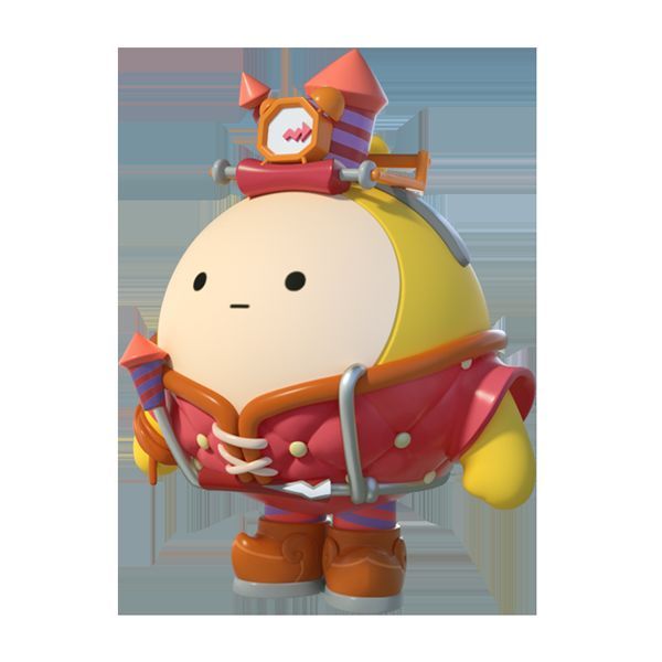 “狂欢之椅套装”背面视角，背部有引线与炸弹装饰，细节丰富