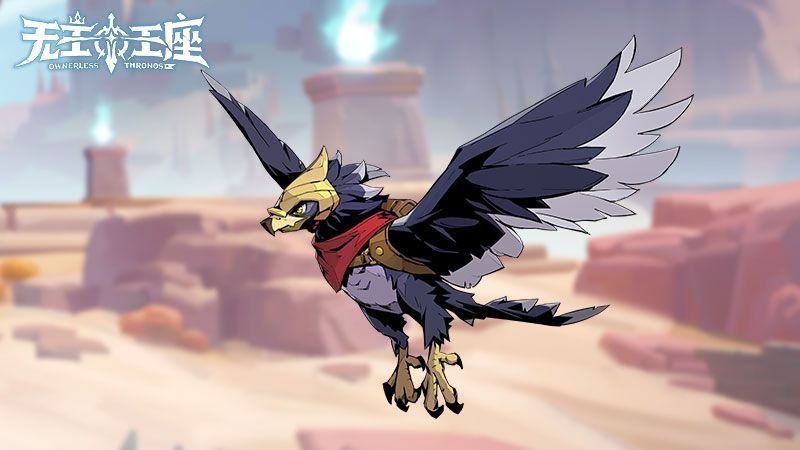 战隼展翅高飞，眼神锐利，周身环绕疾风特效