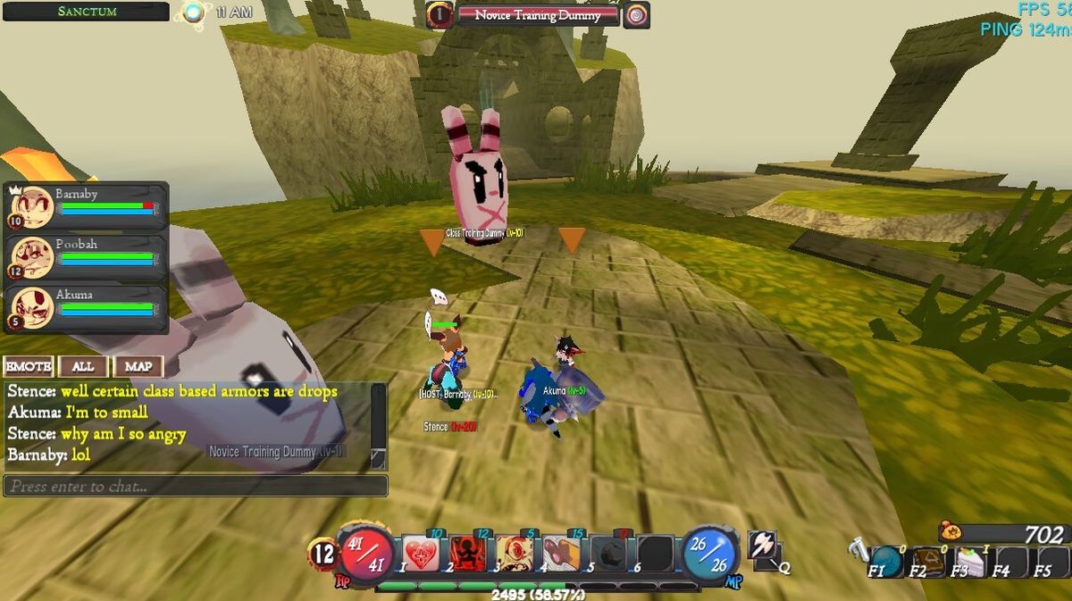 玩家操控兔子角色在森林场景中战斗，技能特效绚丽