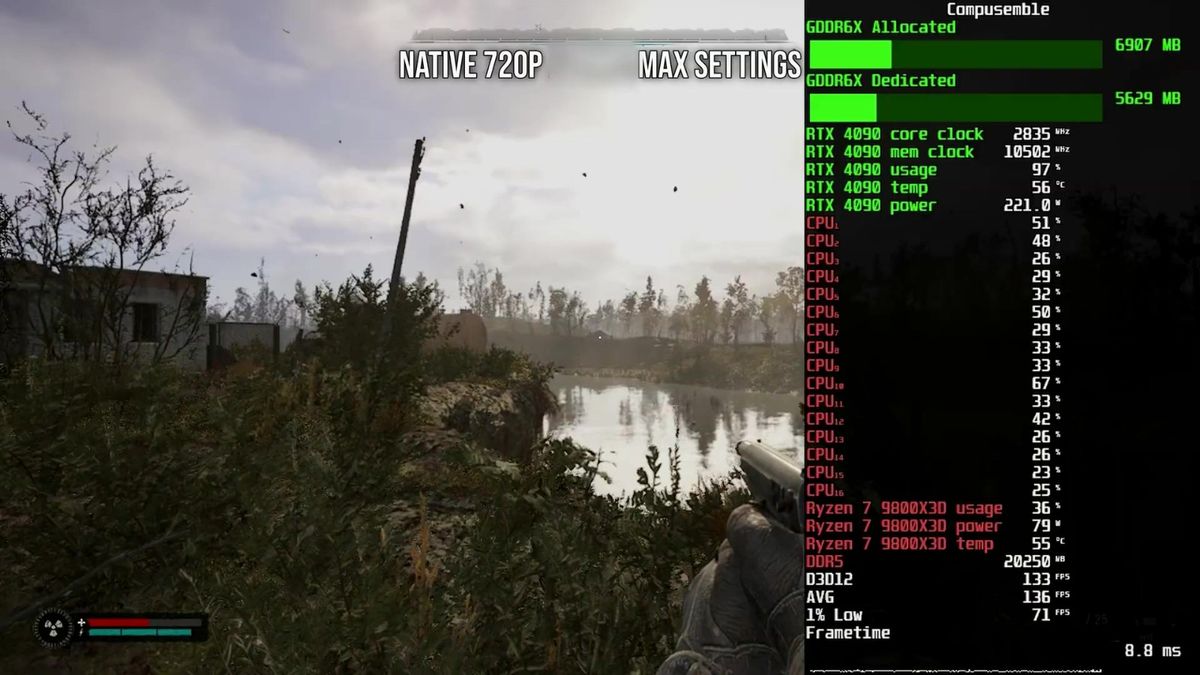 角色穿戴重型防护服，在强辐射区艰难前行