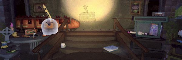 玩家用三个不同玩具组合出一只飞翔的鸟的投影