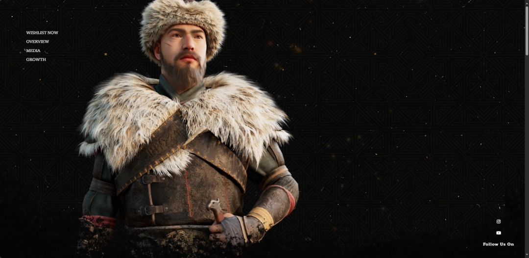 《乌卢卡的埃尔图》官网页面截图，显示导航栏、游戏介绍文字与动态背景视觉