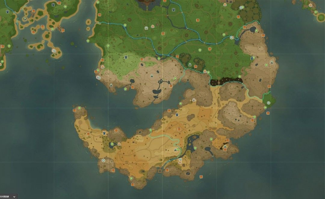 沙漠与火山地带全点位标注，包含危险区域提示和传送点位置