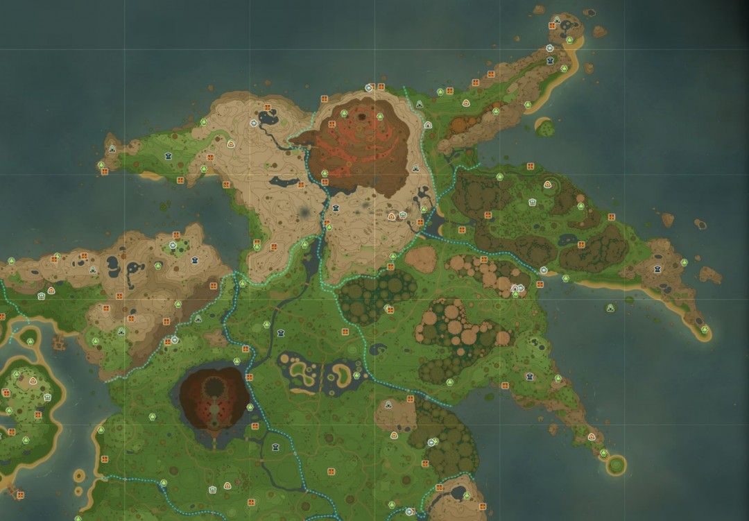 平原区域资源分布图，清晰标记采集点与怪物刷新位置