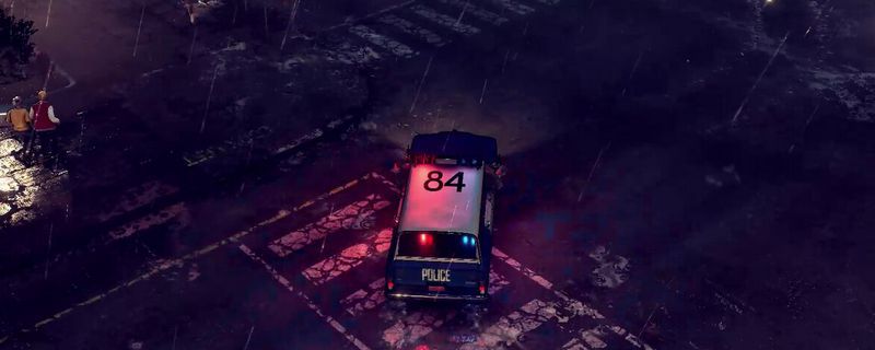 《警区》游戏画面中一辆稀有车辆停放在城市街道旁，周围环境写实，建筑风格现代