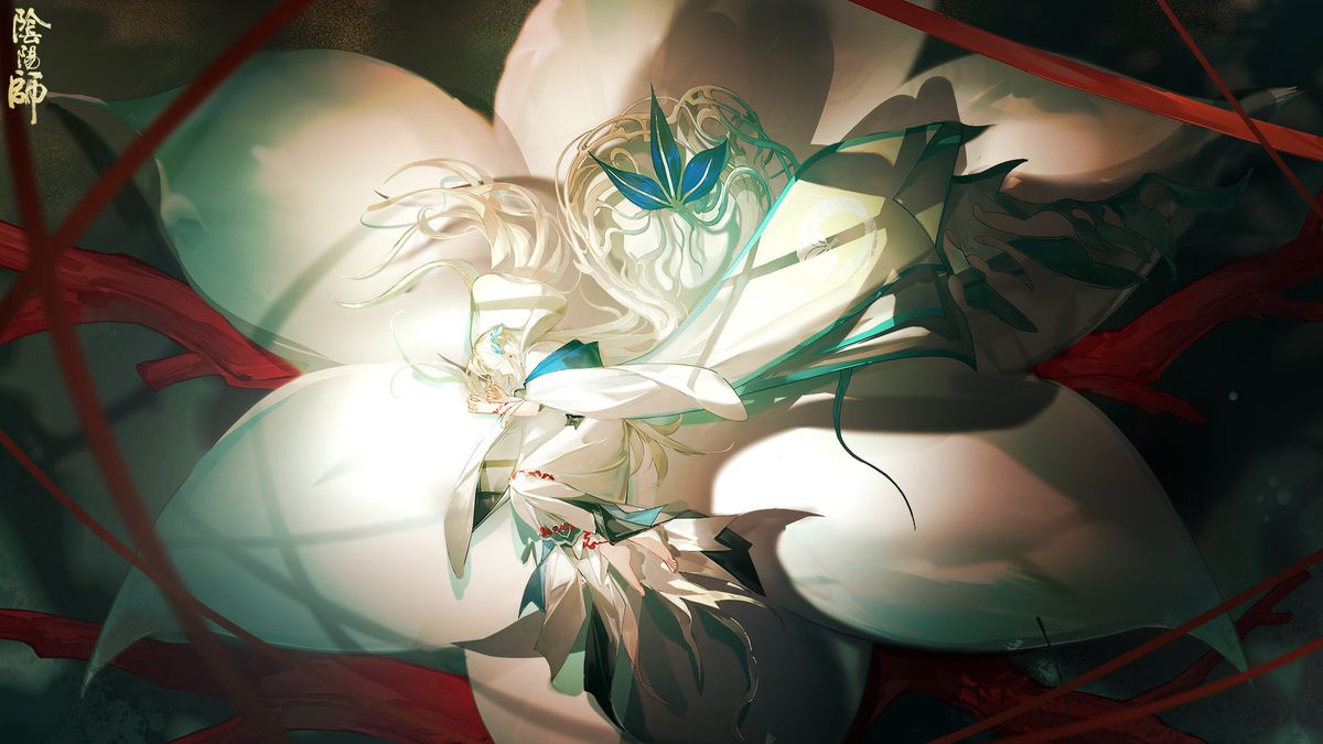 第三张绘卷，呈现血色月光下持刀式神的孤独背影