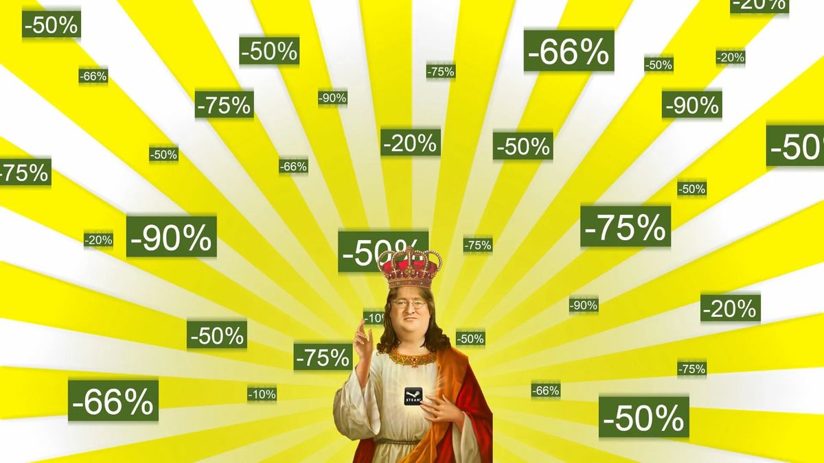 Steam 2024秋季促销预告视频截图，展示多款即将参与打折的游戏封面拼贴画面