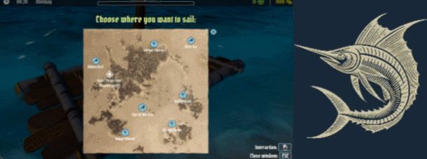 玩家角色坐在海边礁石上钓鱼，海面泛着诡异蓝光，鱼竿突然弯下，似乎有东西上钩