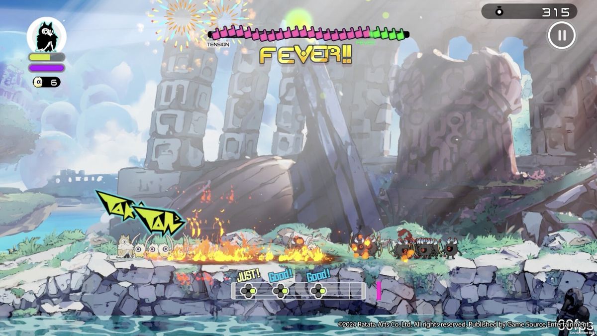 角色在关卡中穿梭，背景为拉塔港的童话风格建筑群