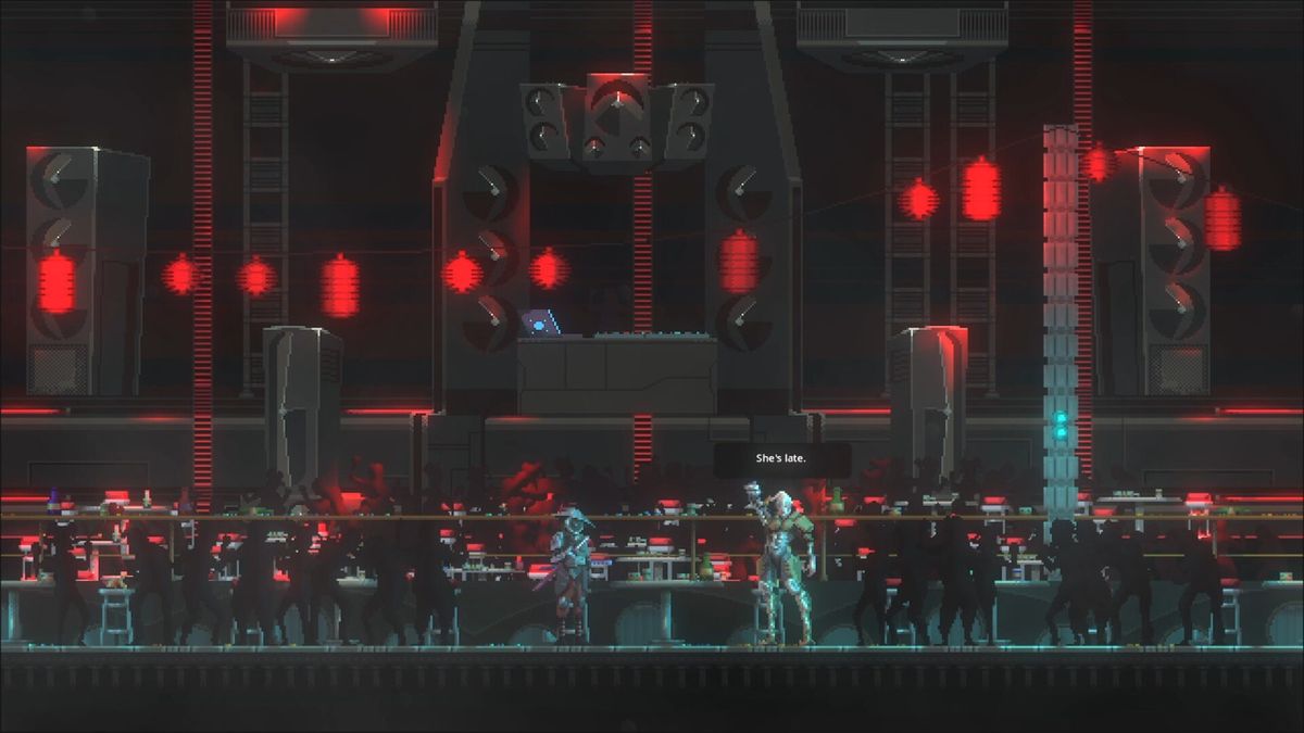 空间站内部全景，金属结构扭曲变形，紫色能量流贯穿整个场景