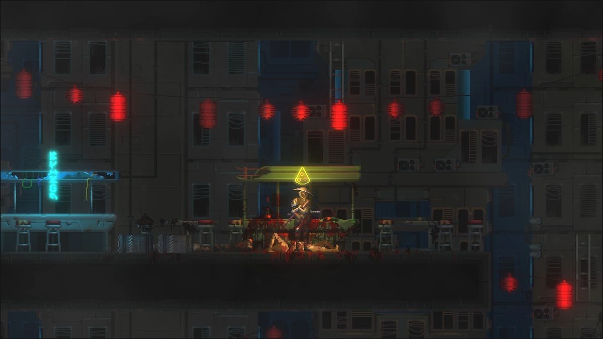 技能释放特效，巨大刀光横扫整个屏幕，敌人被击飞