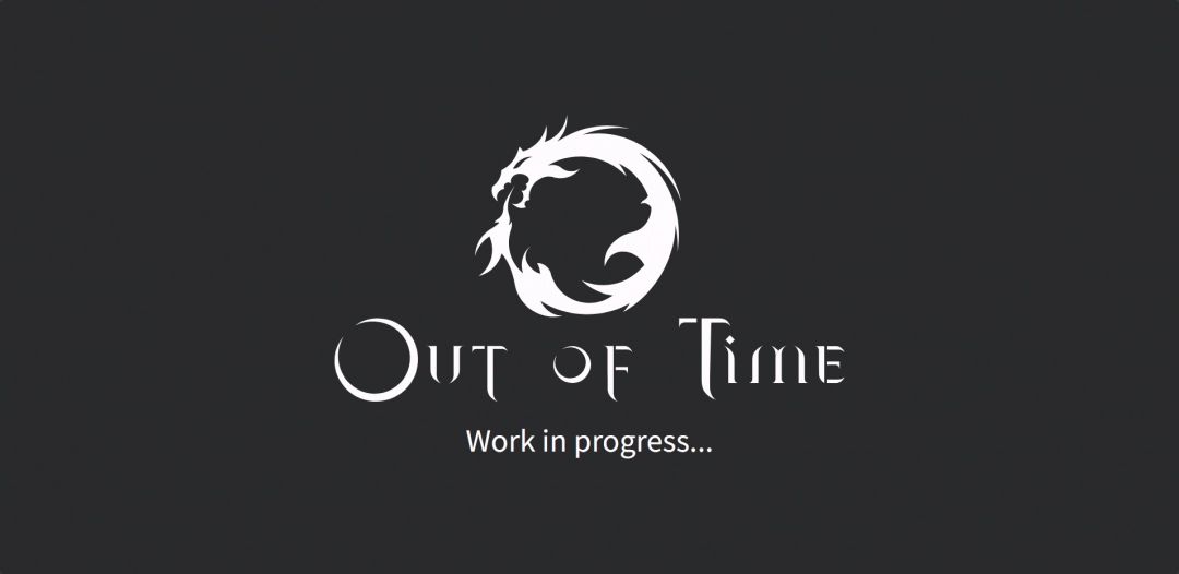 Out of Time官网页面截图，页面展示《AI.VI》游戏LOGO与概念艺术图