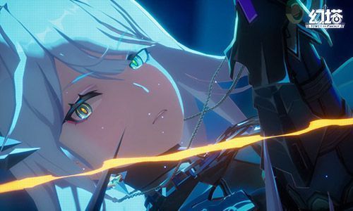 剧情过场画面，城市夜景中角色凝视远方，霓虹灯闪烁，氛围神秘而紧张