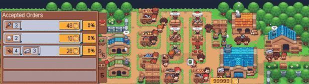 玩家正在打开科技树界面，屏幕上显示‘风车磨坊’‘陶器工坊’等待解锁项目