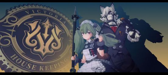 三人组队战斗画面，冯莱卡恩空中释放技能，可琳近战锯击，比利奇德远程狙击，场景为废墟都市