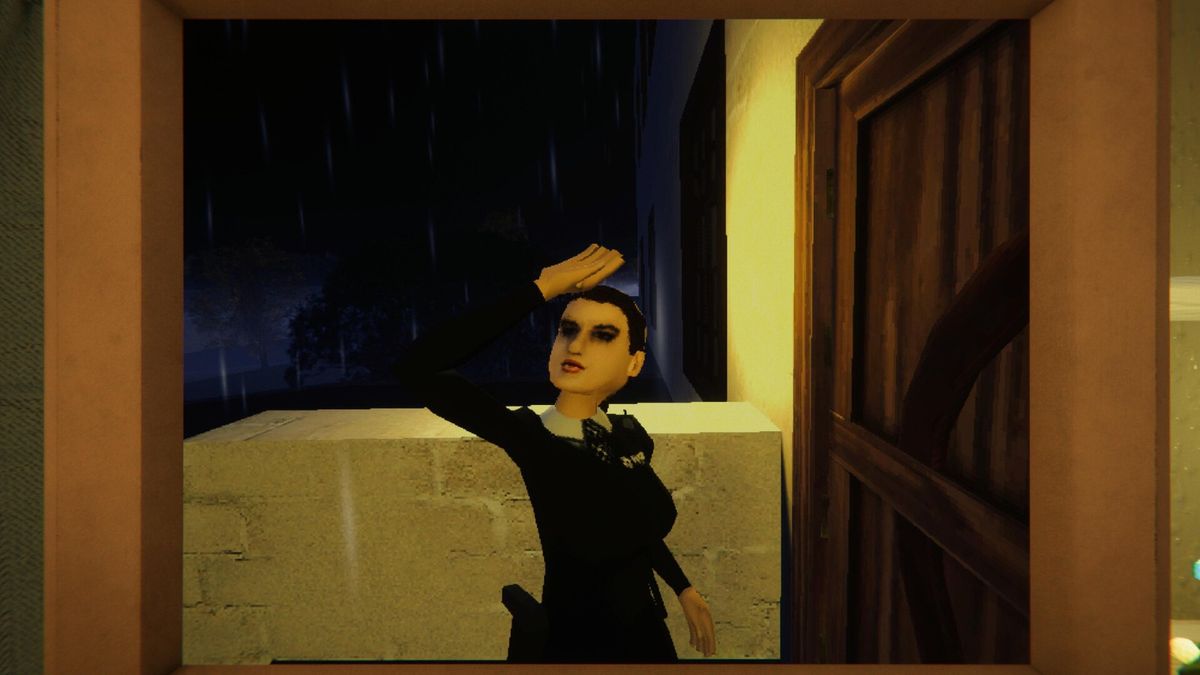 昏暗卧室中床底伸出一只苍白的手，指尖滴落黑色液体，地毯上有拖痕