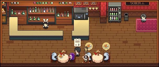 玩家在湖边钓鱼，水面泛起涟漪，背景是酒馆剪影，画面宁静优美