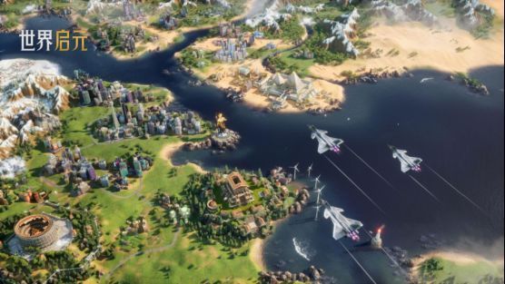 空中轰炸机群对地面部队发起攻击，地面对空火力激烈还击的立体战场画面