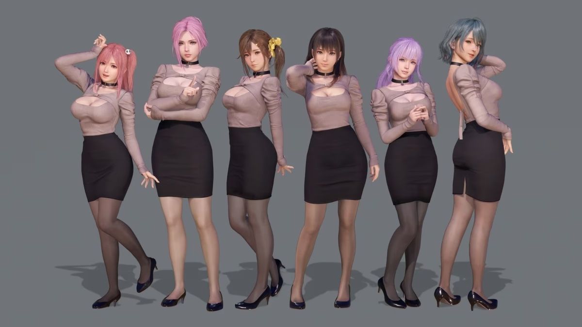 《死或生：女神璀璨假期》游戏画面，女孩们在阳光沙滩上摆出优雅姿势，玩家正用相机捕捉瞬间