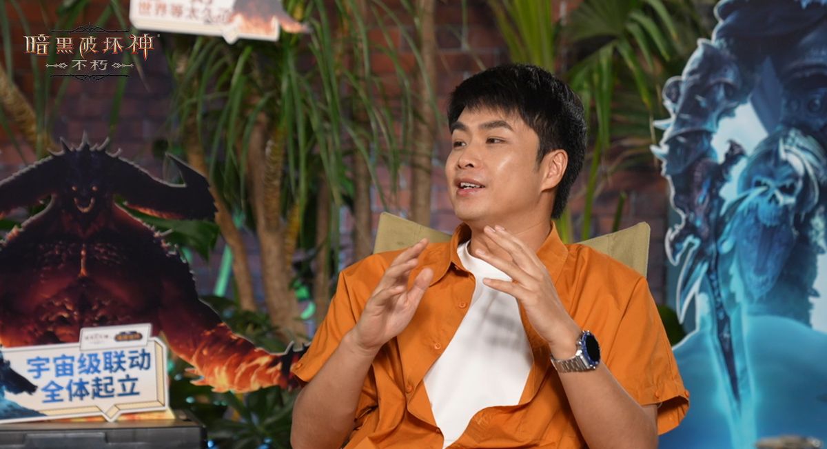 兔娘与SKY互动画面，SKY做出‘下战书’手势，气氛轻松幽默