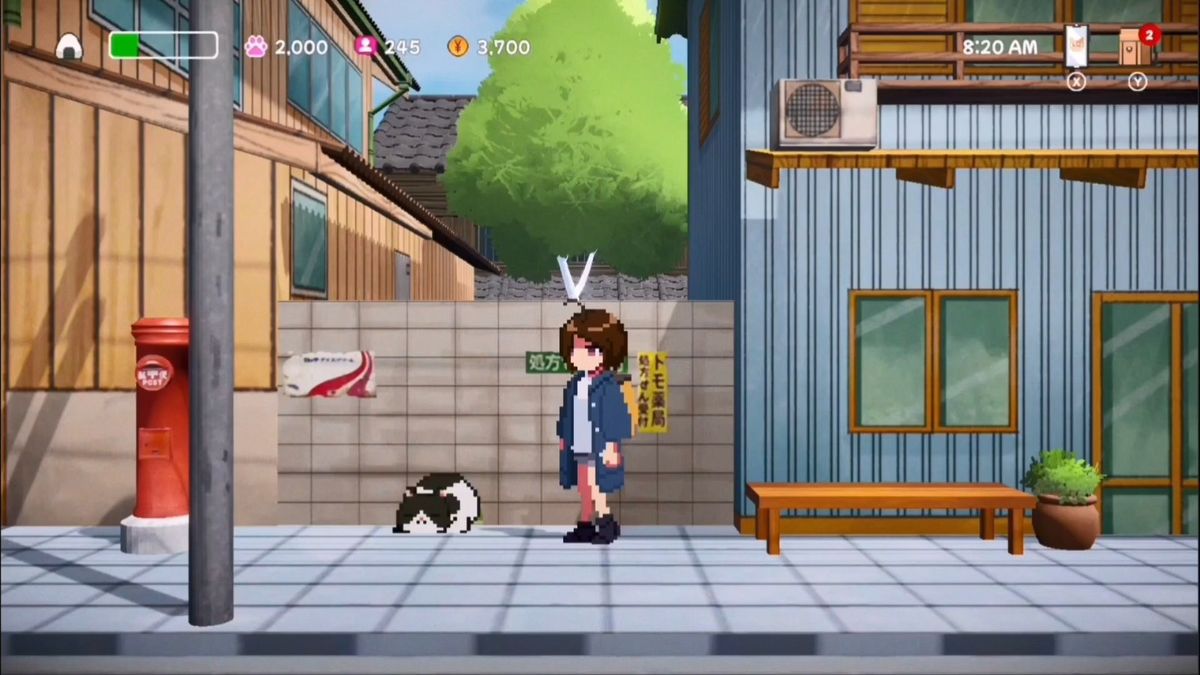 美希与姑姑坐在 porch 上喝下午茶，几只猫依偎在脚边，阳光透过树叶洒下斑驳光影