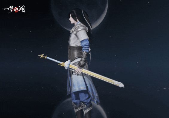 《一梦江湖》华山剑·虹色新晴展示，剑身金光闪耀，剑鞘有云雨纹路