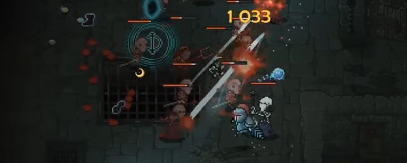 《The Slormancer》游戏中角色释放大量投射物攻击敌人的战斗画面，屏幕中充满魔法飞弹与爆炸特效