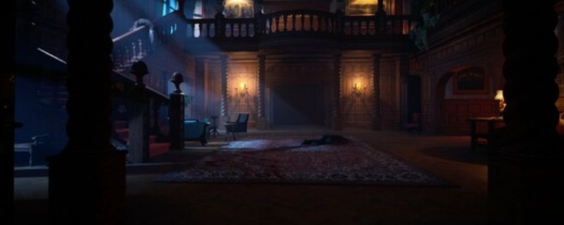 《吸血鬼：避世血族2》游戏场景图，昏暗的西雅图街头，主角身披长袍隐匿于阴影之中，远处霓虹闪烁，弥漫着神秘与危险的气息