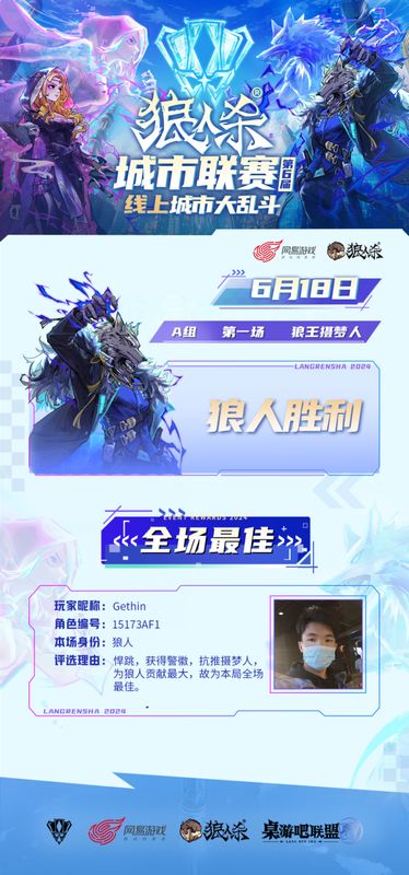 Gethin选手在A组对局中发言截图，神情自信，正在引导投票