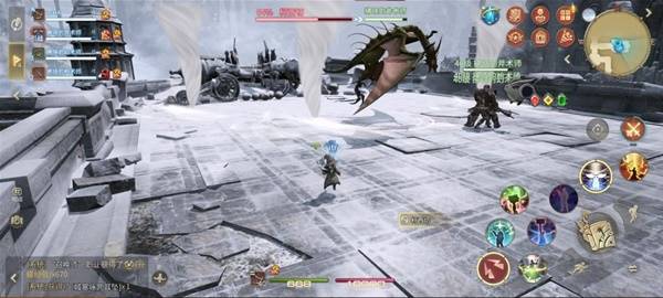 玩家们集体跳跃避开移动中的台风，动作整齐划一，展现出良好的团队配合