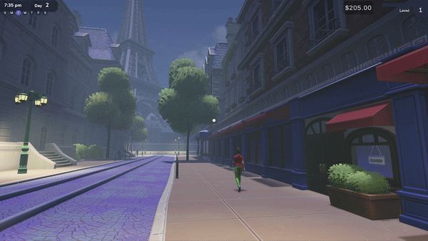 书店内部装修界面，玩家正在选择墙纸和地板样式，界面显示多种装饰选项