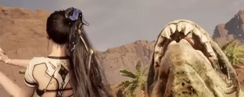 《剑星》游戏中角色在绿洲水边准备钓鱼的场景，背景为荒漠与蓝天，氛围宁静