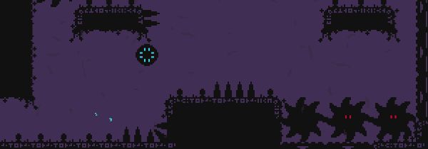 角色在狭窄平台间跳跃，下方是深渊，周围有移动尖刺陷阱，体现高难度平台挑战