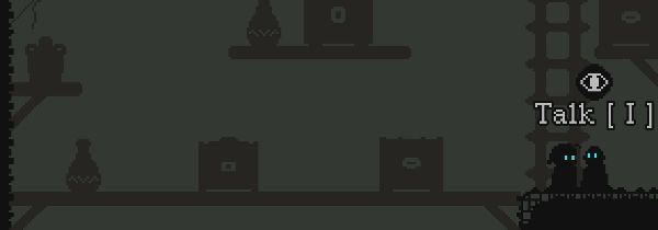 角色在废弃教堂中面对漂浮的音符幻象，光影昏暗，气氛压抑