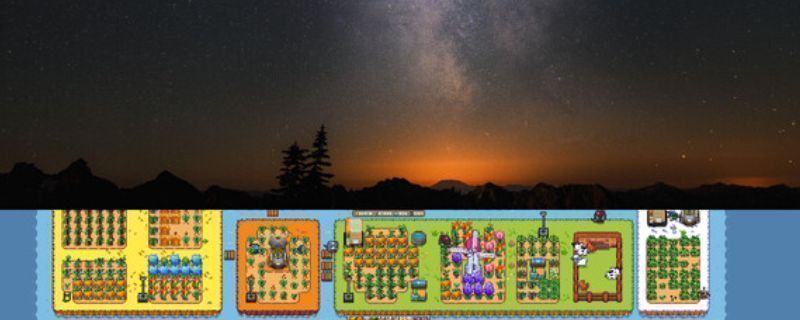 《海岛机器人农场》游戏主界面展示，一座绿意盎然的岛屿上分布着机器人和农田，远处是海洋与蓝天