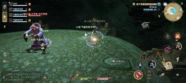 战场中出现多个小怪，墓园灵蛛蝎释放地刺技能，尸鬼士兵正围攻一名治疗角色