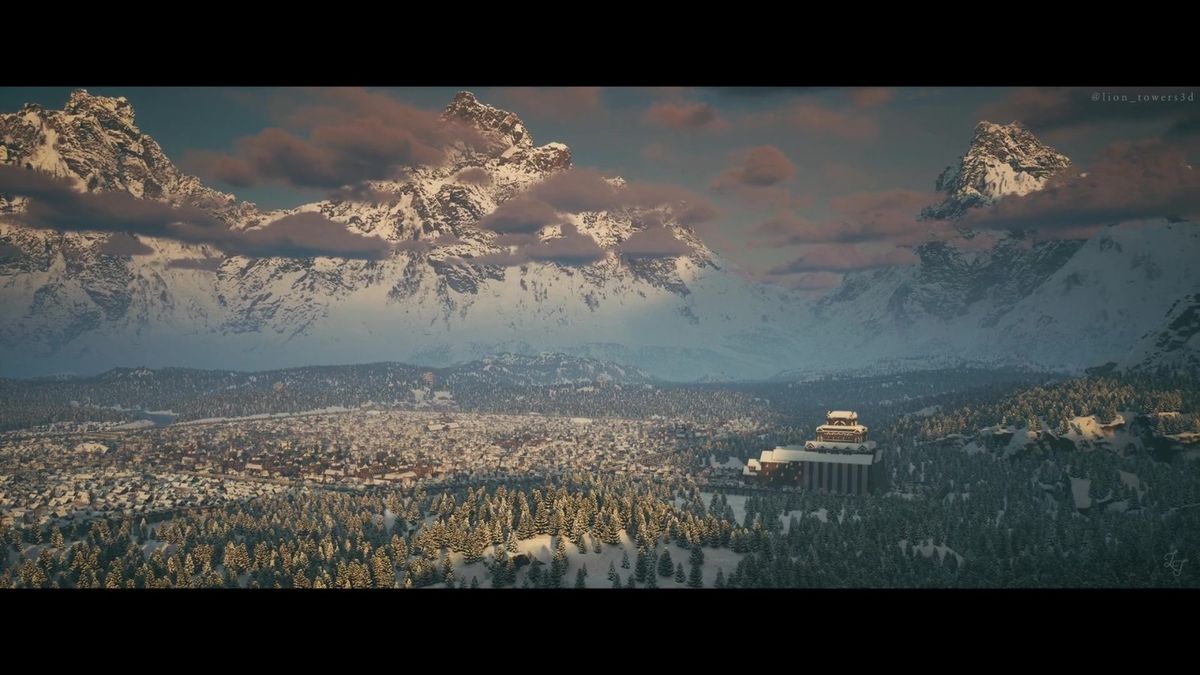 风舵城街道视角，雪地反光细腻，建筑门窗纹理清晰，行人NPC穿行其中