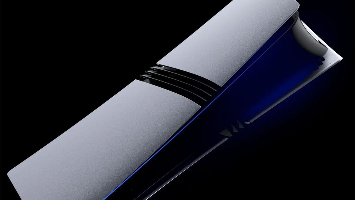 PS5 Pro主机正面展示图，黑色哑光机身搭配白色环形装饰，科技感十足